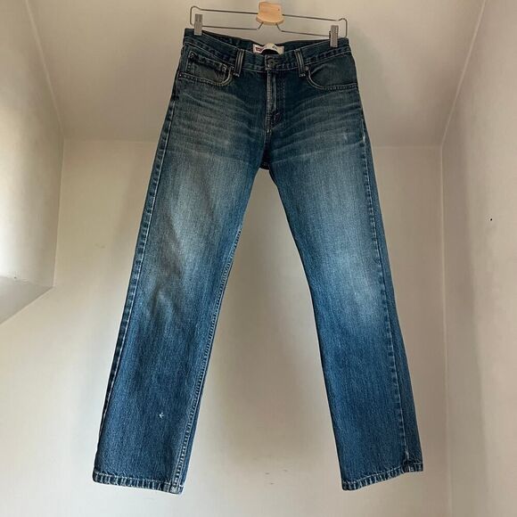 Faded Distressed Levi's 513 Slim Size 18 Reg Waist 30 Whiskered Blue Denim Jeans - Picture 1 of 7